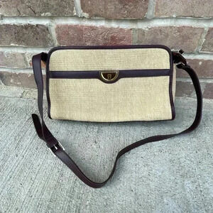 ETIENNE AIGNER Cranberry Red Jute Straw Shoulder Crossbody Purse